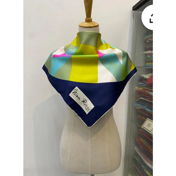 Vintage Nina Ricci Silk Scarf Shawl Muffler Neck Foulard - Picture 1 of 6